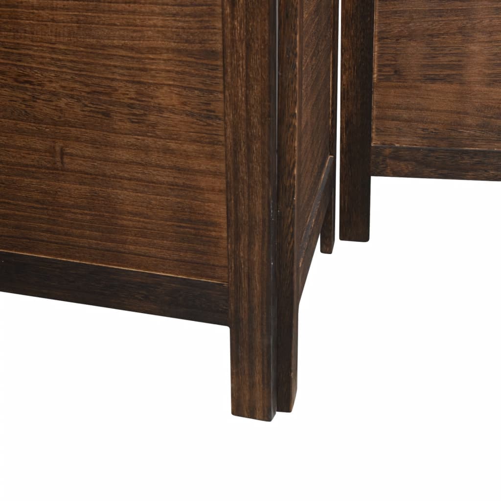 Room Divider 3 Panels Dark Brown Solid Wood Paulownia